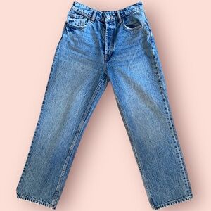 Zara Jeans light wash distressed denim size UK36 US4 high waisted straight leg